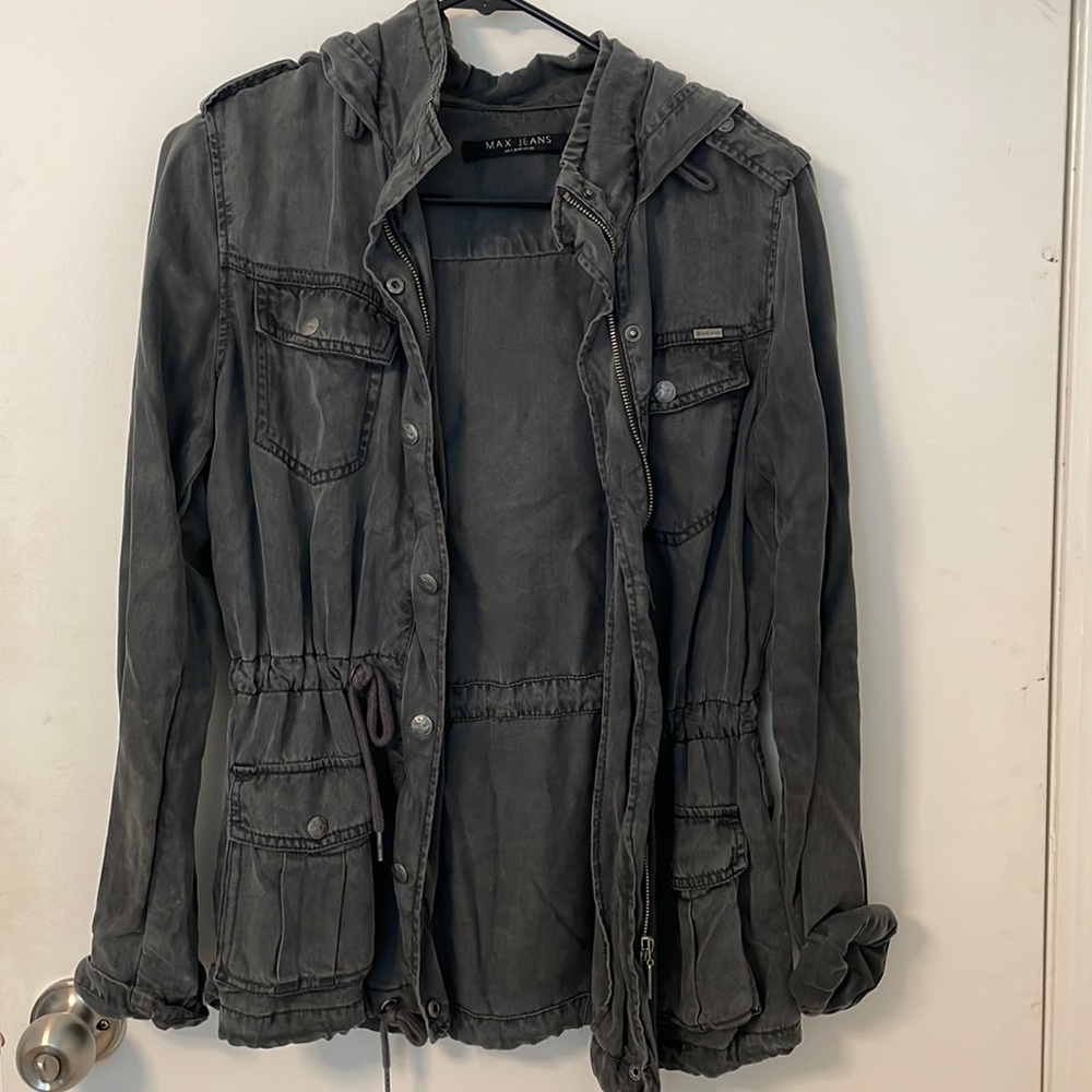 Max Jeans Brand charcoal grey utility jacket